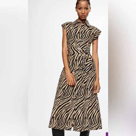 white christmas dresses Mango Printed Cotton Printed Calf Length Dress – FAABRIQ main image 0